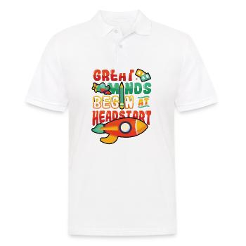 Great minds start with a head start, Abcd Teacher - Men's Polo Shirt - white - Front - Kai (181cm)