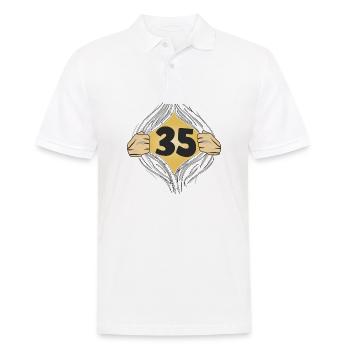 35 HEMD AUFZIEHEN - Männer Poloshirt - Weiß - Vorne - Kai (181cm)