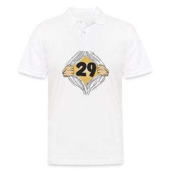 29 HEMD AUFZIEHEN - Männer Poloshirt - Weiß - Vorne - Kai (181cm)