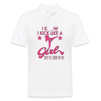 Karate Taekwondo Mädchen Frauen Karate Kick - Männer Poloshirt - Weiß - Vorne - Kai (181cm)