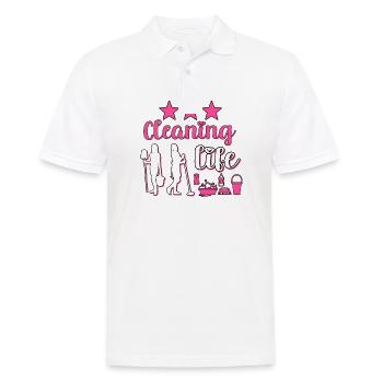Femme de ménage Nettoyeuse - Polo Homme - blanc - Devant - Kai (181cm)