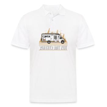 WOHNMOBIL RENTNER MIT ZEIT - Männer Poloshirt - Weiß - Vorne - Kai (181cm)