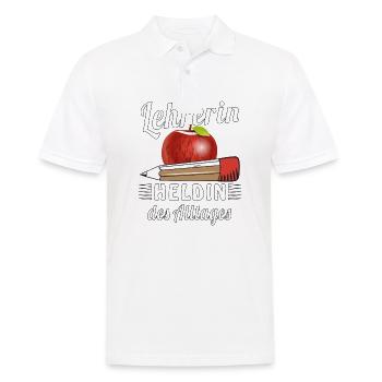LEHRERIN HELDIN DES ALLTAGES - Männer Poloshirt - Weiß - Vorne - Kai (181cm)