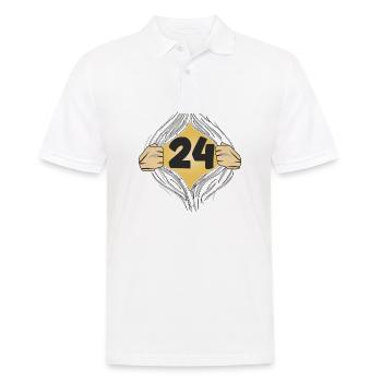 24 HEMD AUFZIEHEN - Männer Poloshirt - Weiß - Vorne - Kai (181cm)