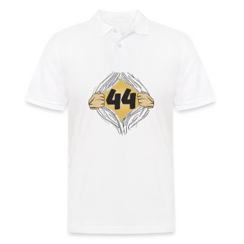44 HEMD AUFZIEHEN - Männer Poloshirt - Weiß - Vorne - Kai (181cm)