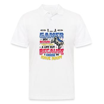 Gamers Have Many Lives Video Games Boys Play - Men's Polo Shirt - white - Front - Kai (181cm)