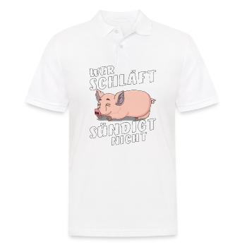 SCHWEIN WER SCHLÄFT SÜNDIGT NICHT - Männer Poloshirt - Weiß - Vorne - Kai (181cm)