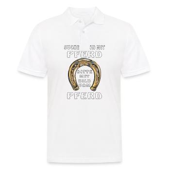 HUFEISEN SUCHE MANN MIT PFERD - Männer Poloshirt - Weiß - Vorne - Kai (181cm)