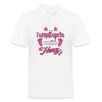 Fusspflege mit Herz Fuss Füsse Fusspflegerin - Männer Poloshirt - Weiß - Vorne - Kai (181cm)