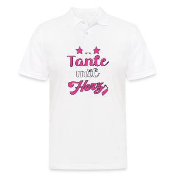 Tante mit Herz. Tante - Männer Poloshirt - Weiß - Vorne - Kai (181cm)