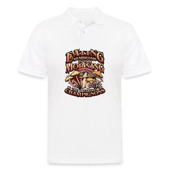 Pilze Essen, Frühstück Von Champignons - Männer Poloshirt - Weiß - Vorne - Kai (181cm)