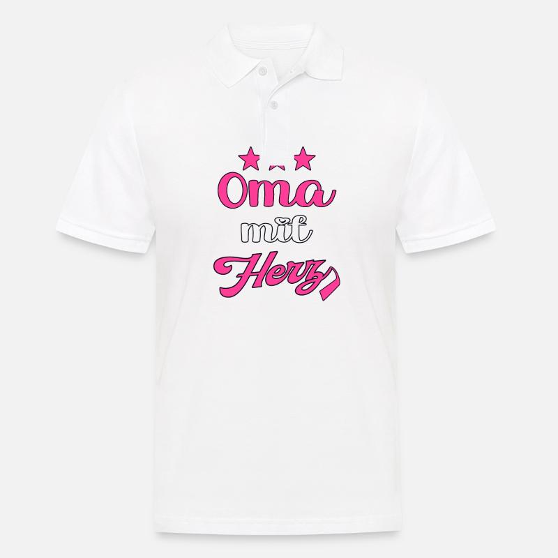 Oma mit Herz Großmutter - Männer Poloshirt - Weiß