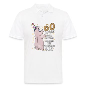 60 JAHRE DIE COOLSTE SAU GEBURTSTAG - Männer Poloshirt - Weiß - Vorne - Kai (181cm)