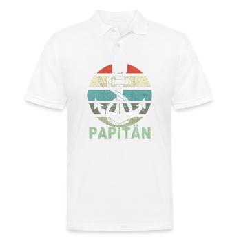 Papitän Vater Papa Kapitän Retro Anker Vatertag - Männer Poloshirt - Weiß - Vorne - Kai (181cm)
