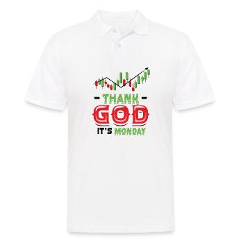 Dieu merci, c’est lundi, trader - Polo Homme - blanc - Devant - Kai (181cm)