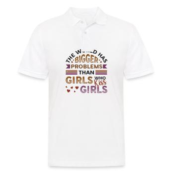 Des problèmes plus importants que les filles, embrasser les filles - Polo Homme - blanc - Devant - Kai (181cm)