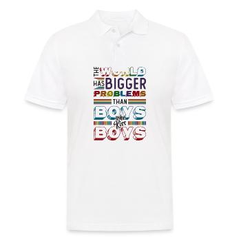 Größere Probleme Als Jungs, Die Jungs Küssen - Männer Poloshirt - Weiß - Vorne - Kai (181cm)