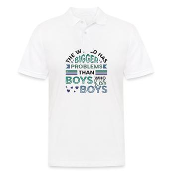 Größere Probleme Als Jungs, Die Jungs Küssen - Männer Poloshirt - Weiß - Vorne - Kai (181cm)