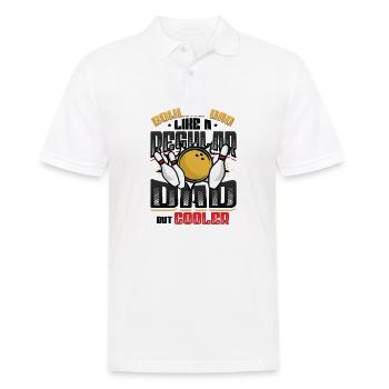 Papa bowling, comme un papa normal, mais plus cool - Polo Homme - blanc - Devant - Kai (181cm)