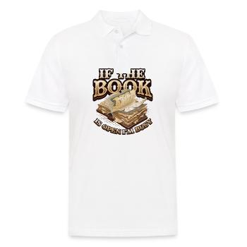 When the book is open, I'm reading - Men's Polo Shirt - white - Front - Kai (181cm)