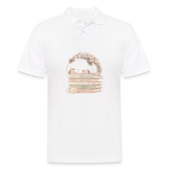 Igel schläft auf Büchern - Männer Poloshirt - Weiß - Vorne - Kai (181cm)