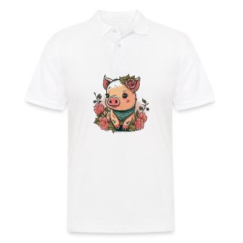 Ferkel mit Kopftuch - Männer Poloshirt - Weiß - Vorne - Kai (181cm)