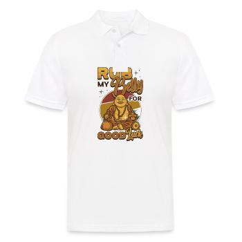 Rub My Belly For Good Luck, Funny Buddha - Men's Polo Shirt - white - Front - Kai (181cm)