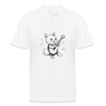 Cat playing guitar - Men's Polo Shirt - white - Front - Kai (181cm)