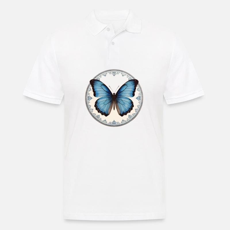 Blauer Morpho-Schmetterling - Männer Poloshirt - Weiß