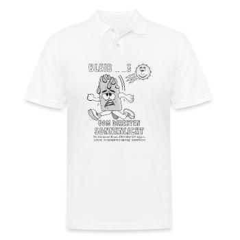 BLEIB WEG VOM DIREKTEN SONNENLICHT - Männer Poloshirt - Weiß - Vorne - Kai (181cm)