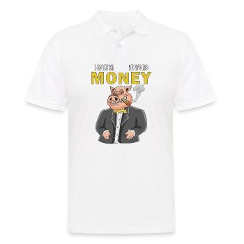 I ONLY KNOW ONE WORD MONEY - Männer Poloshirt - Weiß - Vorne - Kai (181cm)