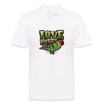 L’amour fait mal à l’oiseau perruche - Polo Homme - blanc - Devant - Kai (181cm)