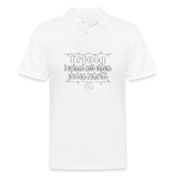 Erfolg beginnt mit einem ersten Schritt - Männer Poloshirt - Weiß - Vorne - Kai (181cm)