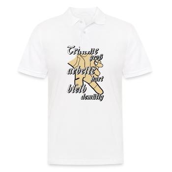 HAND Träume groß arbeite hart bleib demütig - Männer Poloshirt - Weiß - Vorne - Kai (181cm)