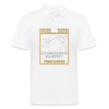 SICHERHEITSHINWEIS HALTE DEN MUND BLEIBE GESUN - Männer Poloshirt - Weiß - Vorne - Kai (181cm)