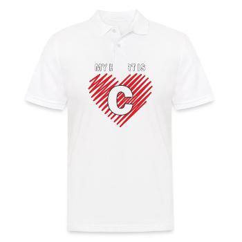 MY HEART IS C - Männer Poloshirt - Weiß - Vorne - Kai (181cm)