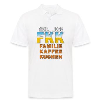 FKK FAMILIE KAFFEE KUCHEN GRUNGE - Männer Poloshirt - Weiß - Vorne - Kai (181cm)