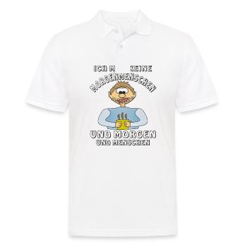 MENSCH COMIC MAG KEINE MORGENMENSCHEN - Männer Poloshirt - Weiß - Vorne - Kai (181cm)