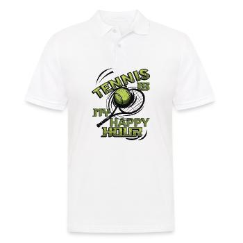 Tennis Ist Meine Happy Hour, Tennisspieler, Tennis - Männer Poloshirt - Weiß - Vorne - Kai (181cm)