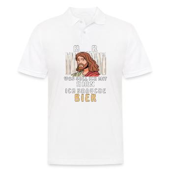 HERR ICH BRAUCHE BIER - Männer Poloshirt - Weiß - Vorne - Kai (181cm)
