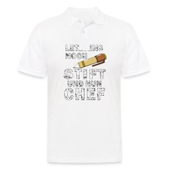 LETZTENS NOCH STIFT NUN CHEF - Männer Poloshirt - Weiß - Vorne - Kai (181cm)