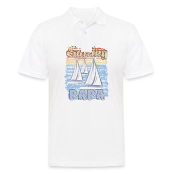 BOOTE SAILING PAPA - Männer Poloshirt - Weiß - Vorne - Kai (181cm)