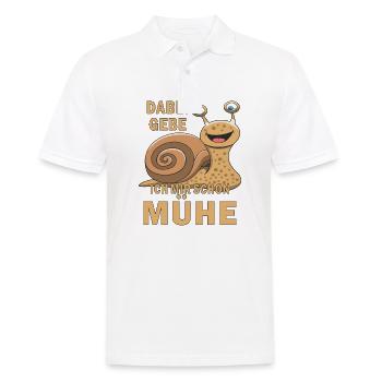 SCHNECKE GEBE MIR MÜHE - Männer Poloshirt - Weiß - Vorne - Kai (181cm)