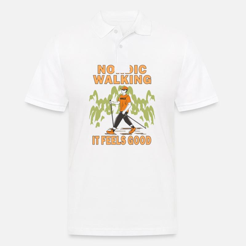 NORDIC WALKING RUN WITH - Männer Poloshirt - Weiß