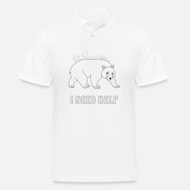 EISBÄR I NEED HELP - Männer Poloshirt - Weiß