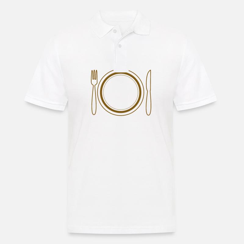 TELLER BESTECK - Männer Poloshirt - Weiß