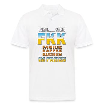 FKK FAMILIE KAFFEE KUCHEN IM FREIEN - Männer Poloshirt - Weiß - Vorne - Kai (181cm)
