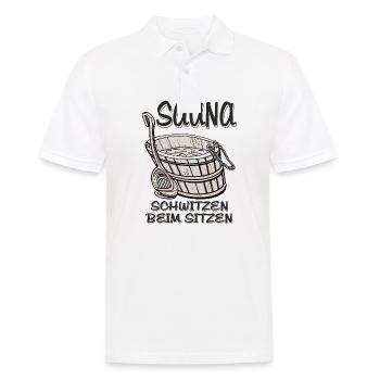 SAUNA SCHWITZEN BEIM SITZEN - Männer Poloshirt - Weiß - Vorne - Kai (181cm)