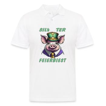 Schwein SILVESTER FEIERBIEST - Männer Poloshirt - Weiß - Vorne - Kai (181cm)