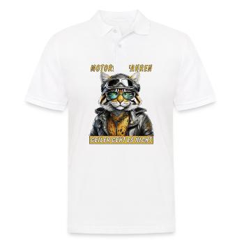 KATZE LEDERJACKE MOTORRAD FAHREN - Männer Poloshirt - Weiß - Vorne - Kai (181cm)